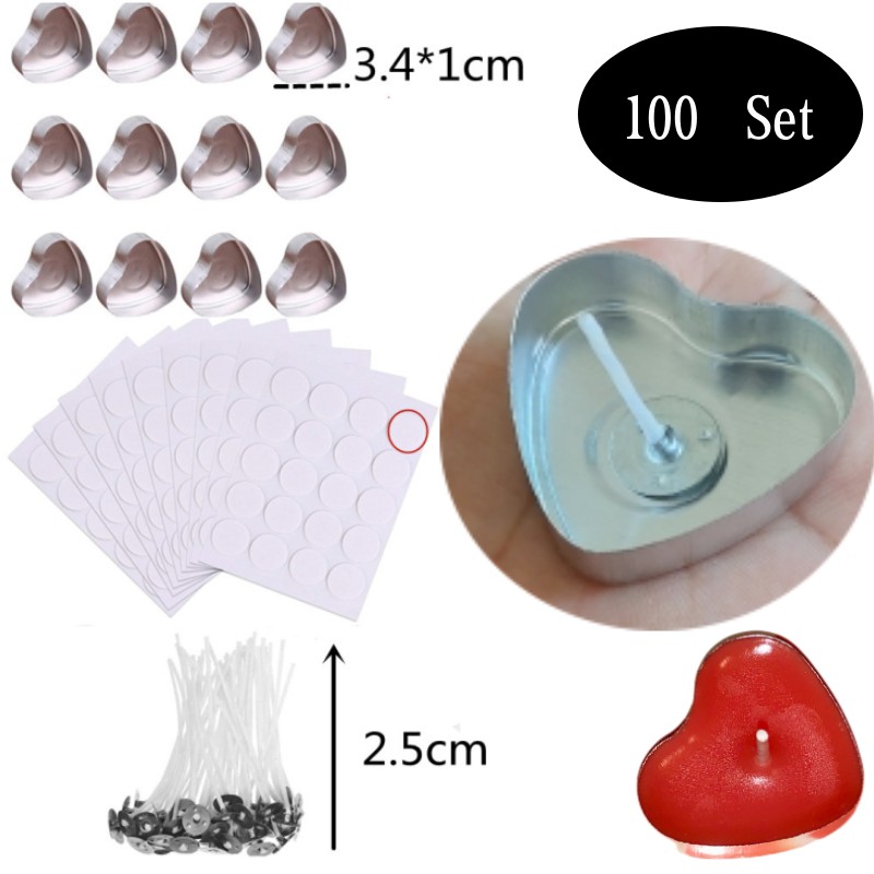 Candle Making Kit Wholesale - 100 Sets Heart shaped Empty Aluminum