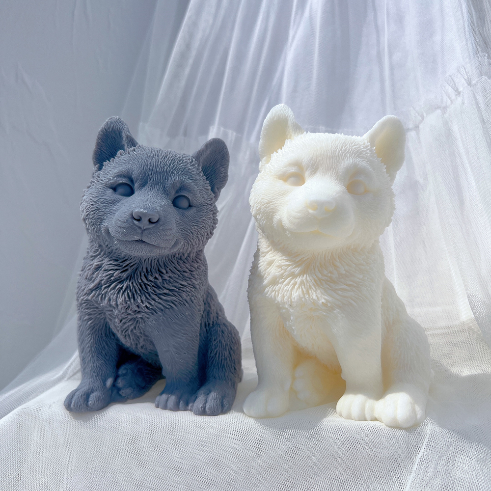 Candle Making Soy Wax - Siberian Husky Sled Dog Puppy Candle