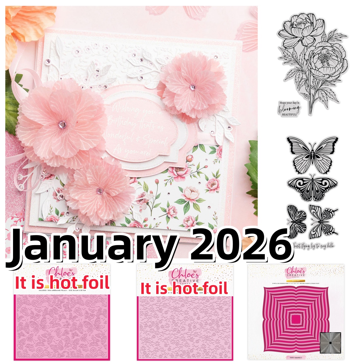 Kraft Box Candle - Peony Flower Butterfly Fancy Squares Metal