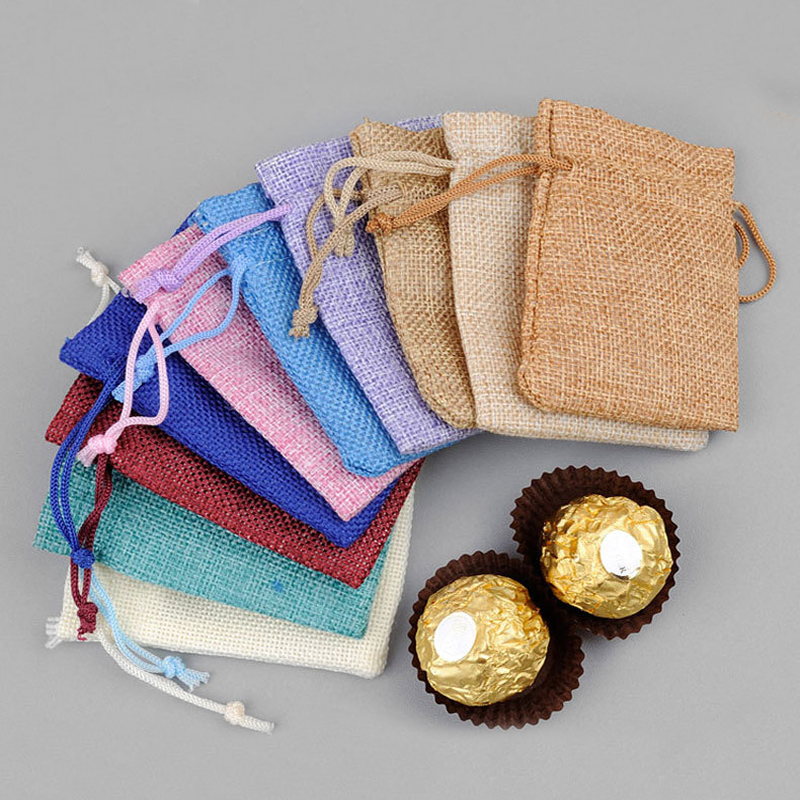 Jute Bag Packaging - 100pcs Drawstring Linen Bags Jute Gift