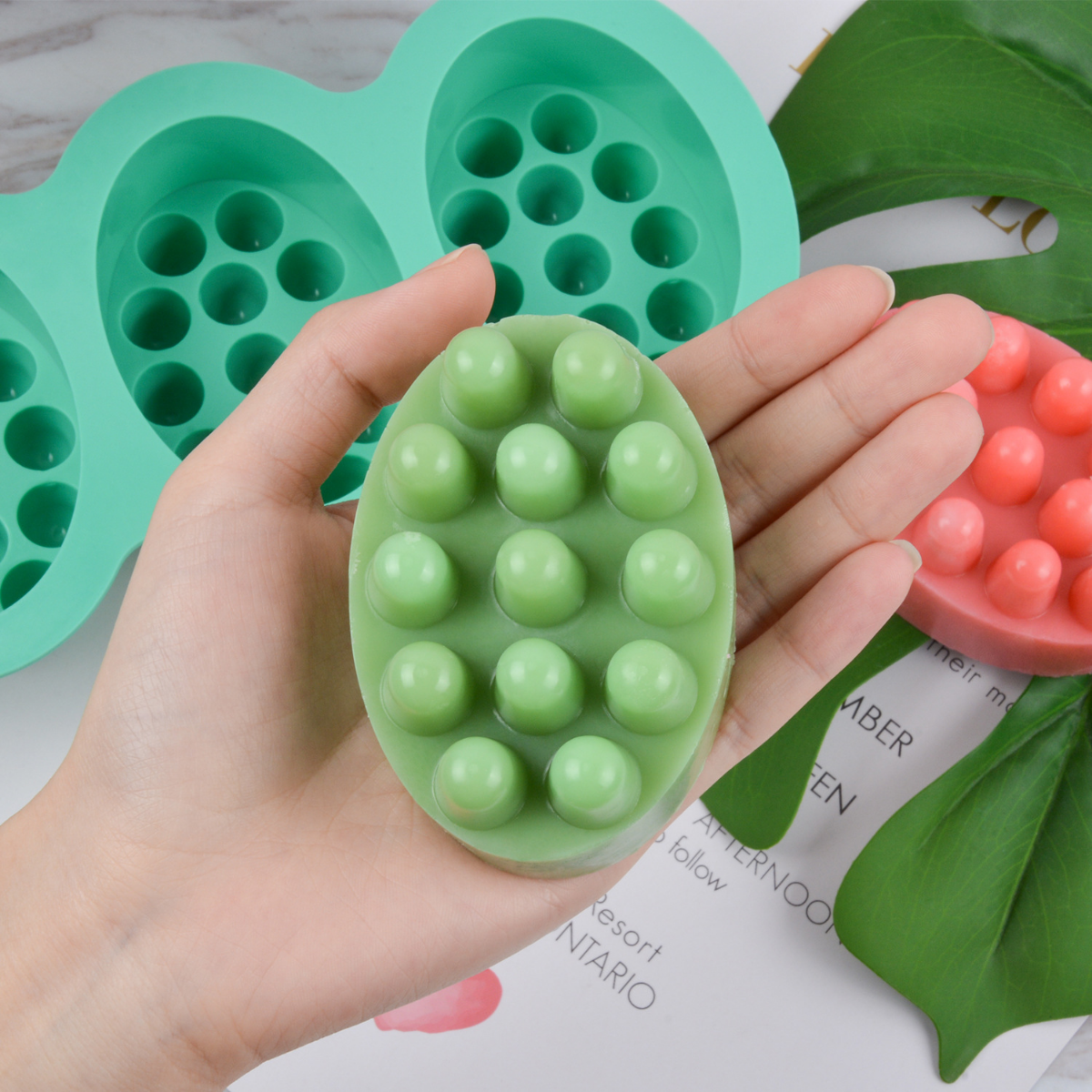 Candle Making Kit Wholesale - 4 Hole Oval Massage Soap Silicone