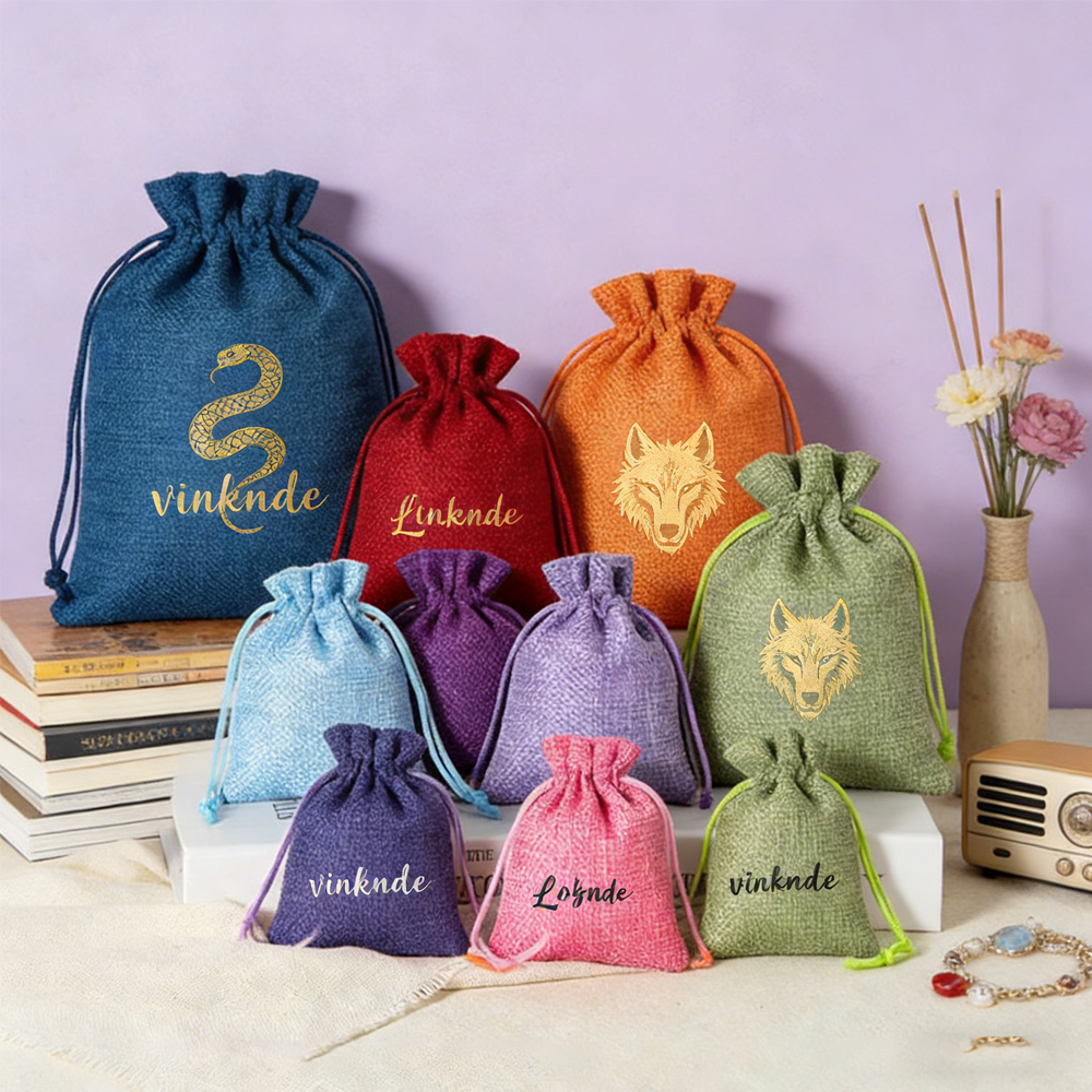 Jute Bag Packaging - 100 Custom Logo Burlap Drawstring Bag