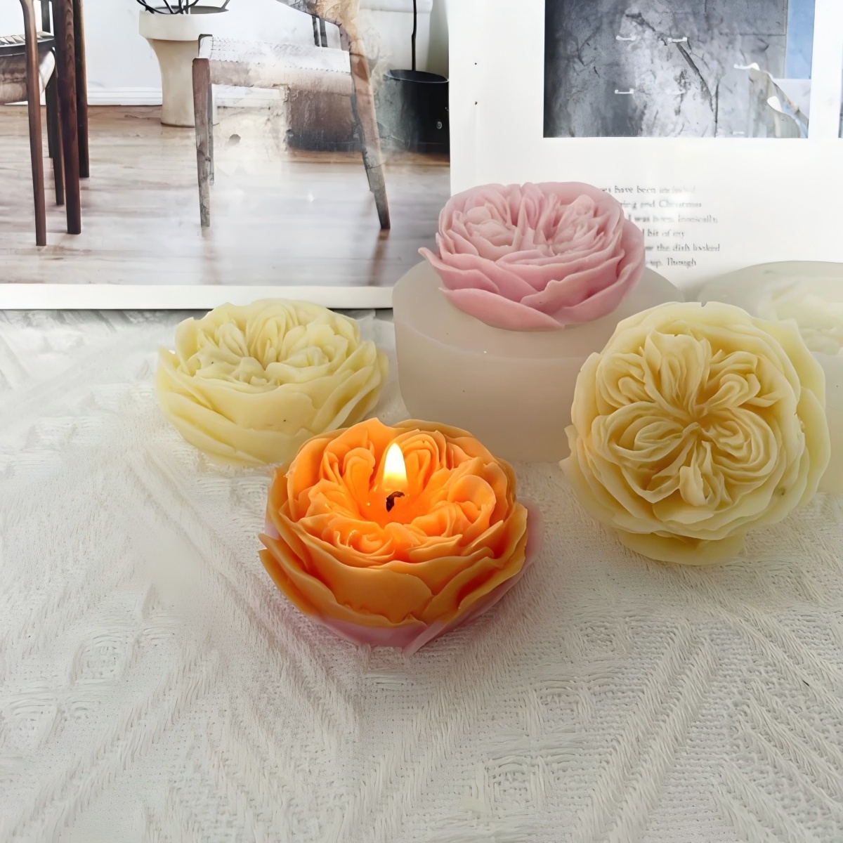 Candle Making Austin - 3D Austin Rose Silicone Mold for