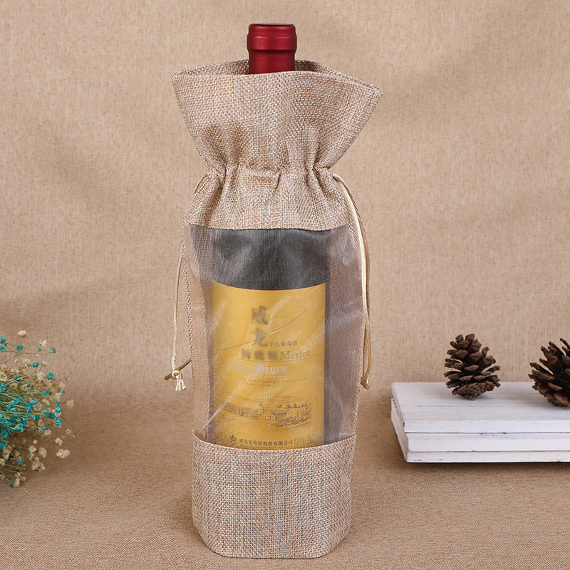 1pcs Imitation Jute Wine Bottl - огляд і ціна Jute Bag Packaging