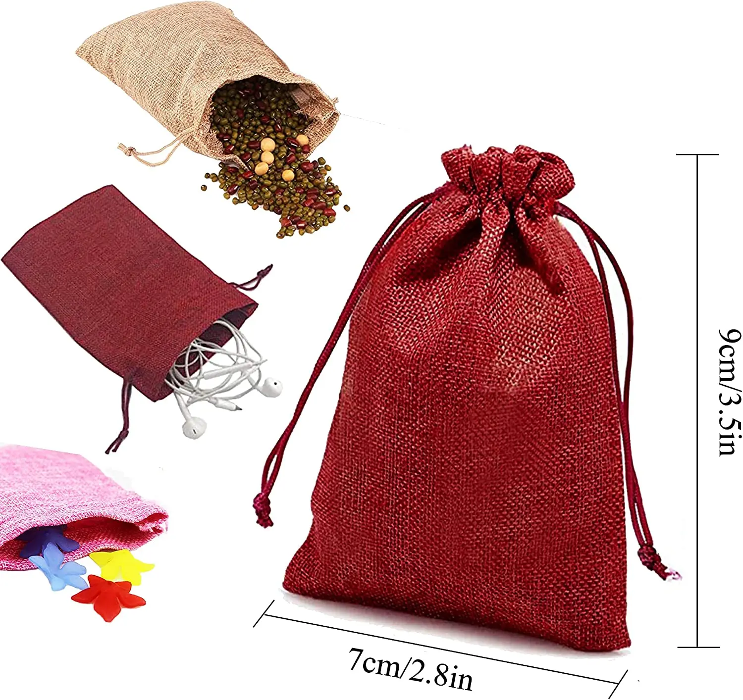 10/5Pcs Jute Drawstring Natura - огляд і ціна Jute Bag Packaging
