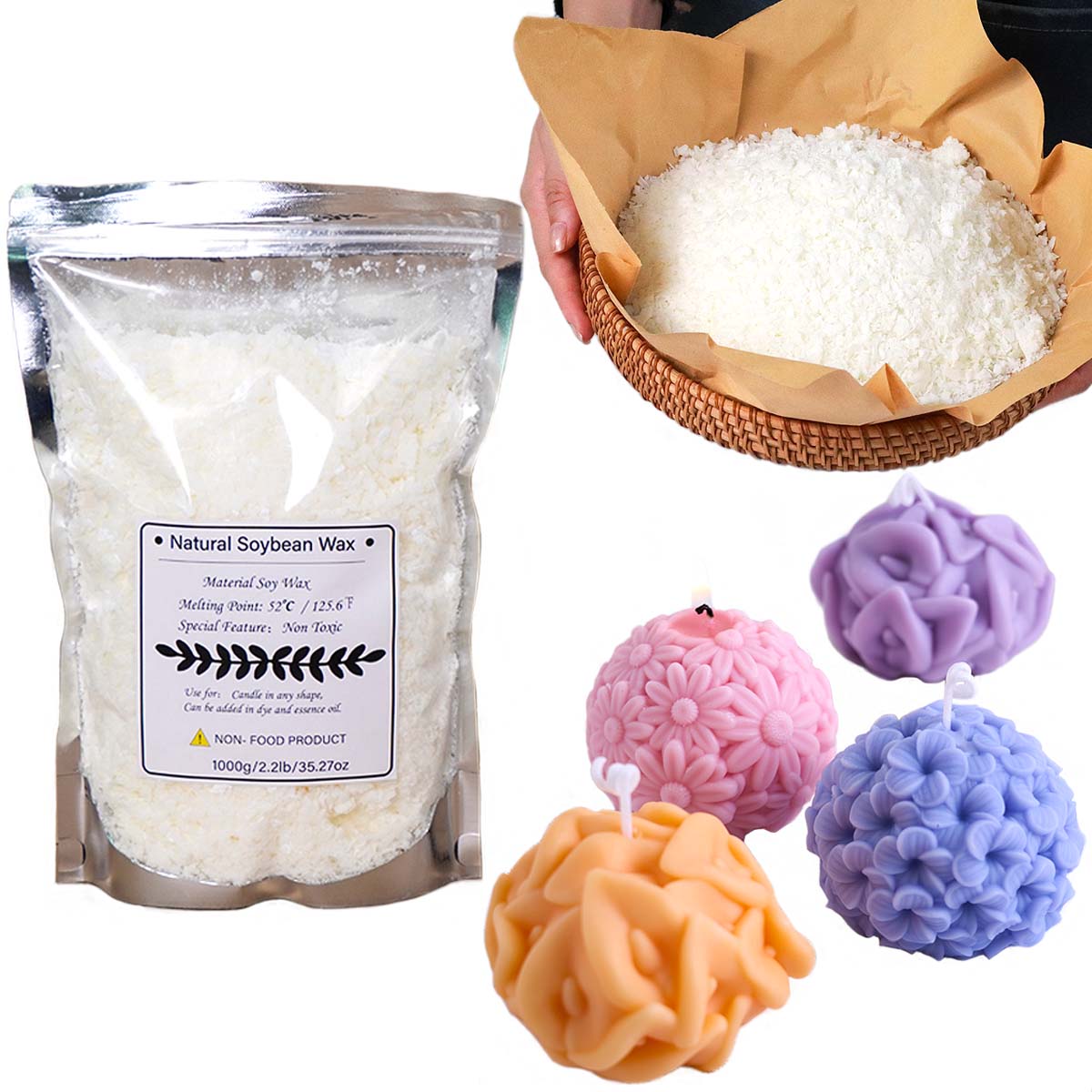 100/250/500/1000g Natural Soy  - огляд і ціна Candle Making Soy Wax