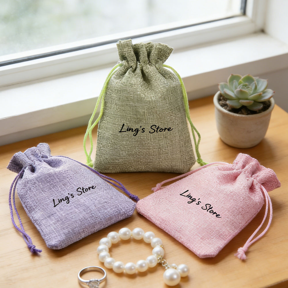 50Pcs Custom Logo Linen Jewelr - огляд і ціна Jute Bag Packaging