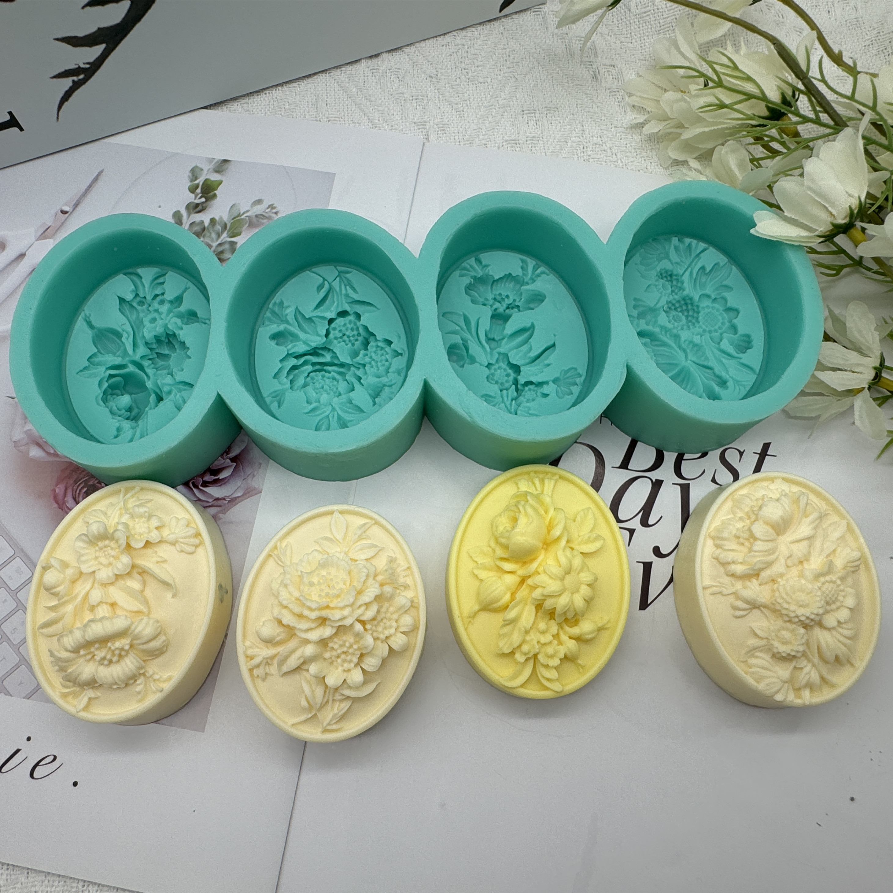 4Cavity Oval Flower 3D Soap Mo - огляд і ціна Candle Making Fragrances