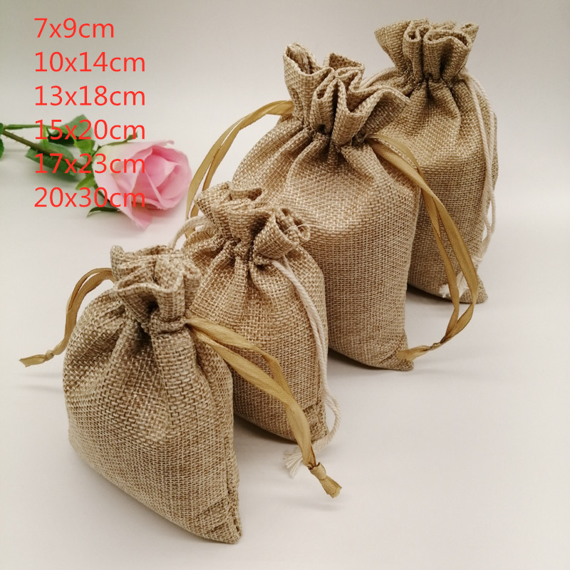 10-1000pcs/lot Jute Linen Bags - огляд і ціна Jute Bag Packaging
