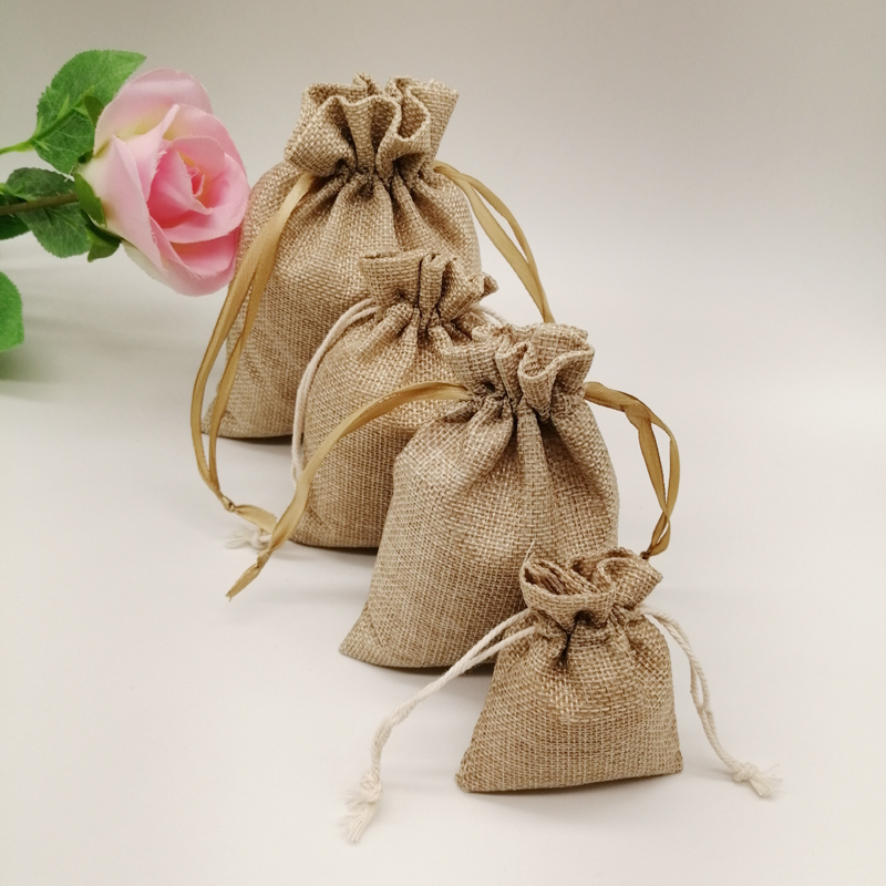 10-1000pcs/lot Jute Linen Bags - огляд і ціна Jute Bag Packaging