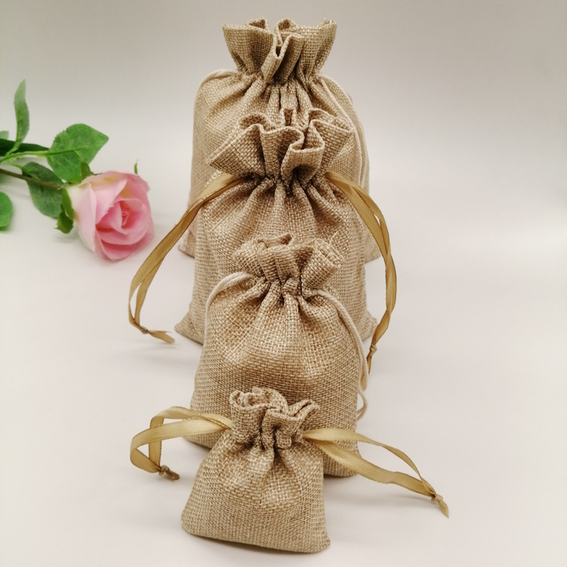 10-1000pcs/lot Jute Linen Bags - огляд і ціна Jute Bag Packaging